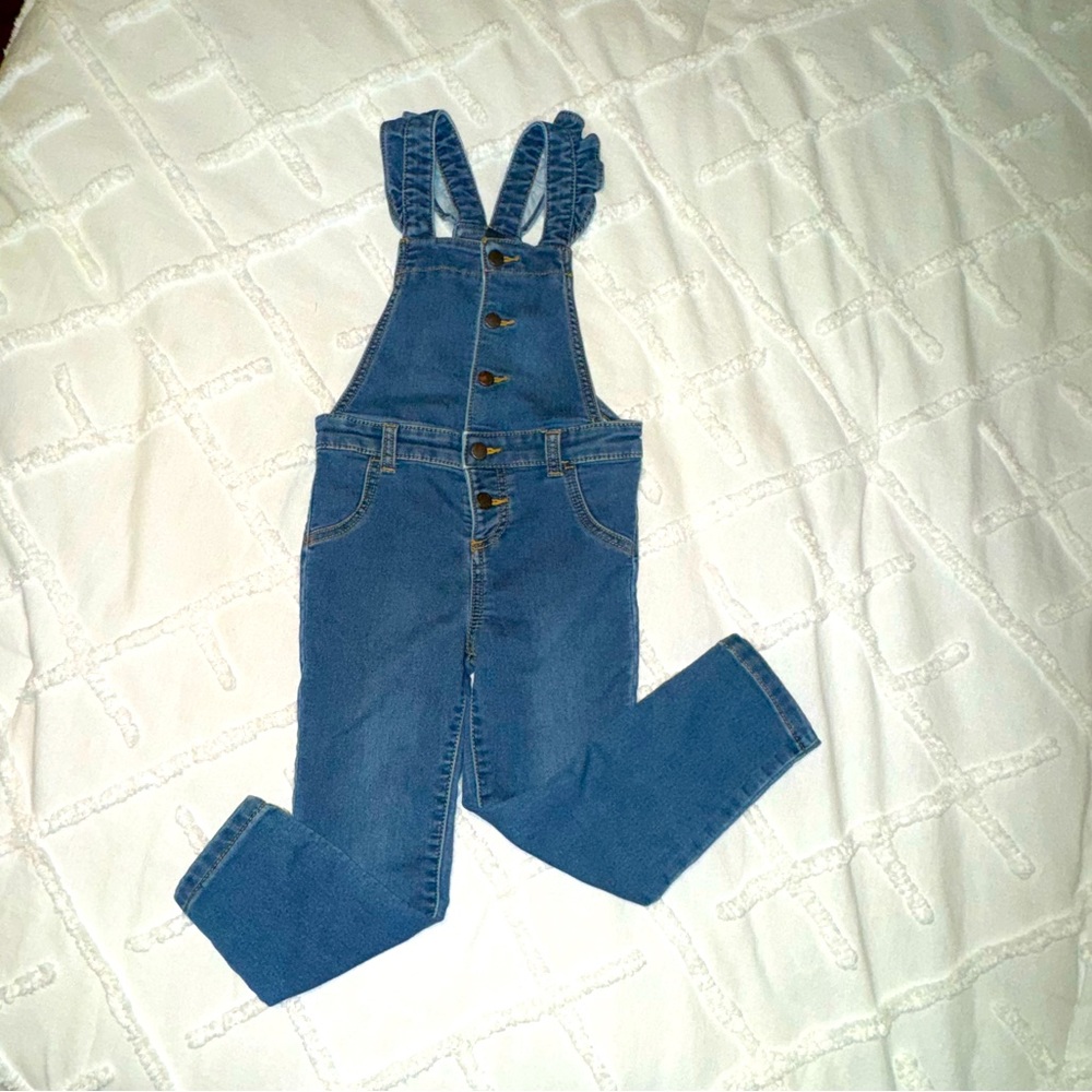 Adorable stretchy denim overall romper!